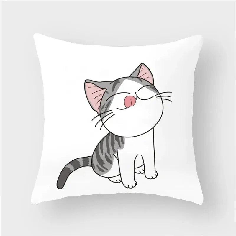 45x45cm Funny Cute Cat Cushion Cover Cartoon Pet Pillowcase for Living Room Sofa Bedroom Home Decoration Pillowcase
