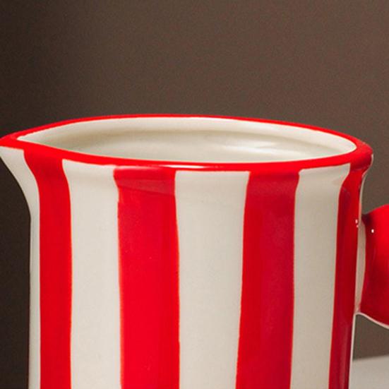 Colorful Striped Vase Ceramic Vase with Handle Desktop Decorative Vase for Flower Arrangement Living Room Bedroom Decor