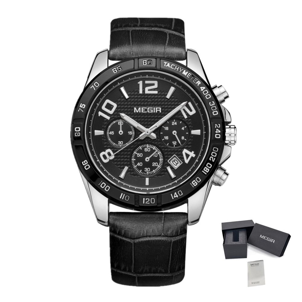 MEGIR Men Watch Brand Luxury Quartz Watches Waterproof Calendar Sport Wristwatch Leather Man Clock Chronograph Reloj Hombre 2014