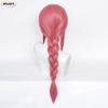 High Quality Makima Cosplay Wig Anime Chainsaw Man Cosplay Long Coral Pink Braided Heat Resistant Hair Role Play Wigs + Wig Cap