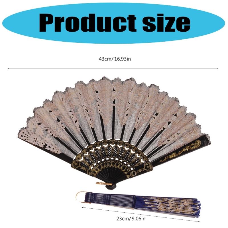 Chinesischer Faltfächer Vintage Handfächer, Goldener floraler Faltfächer für Tanz Cosplay Hochzeitsfeier Dekorationen