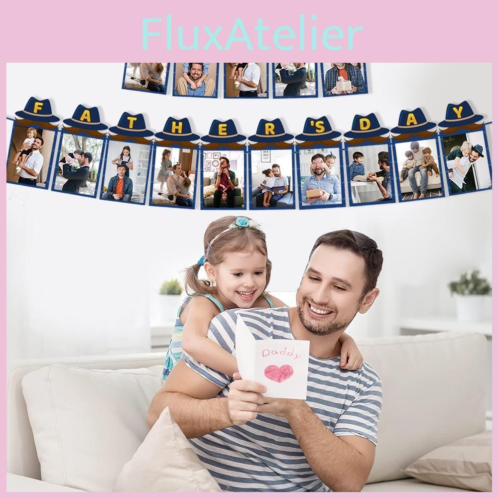 Father Theme Day Hat Pattern Creativity Paper Photo Banner Party Prop Decoration