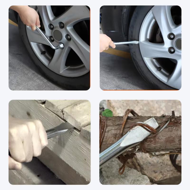 Car Spare Tire Lug Wrench - L type Hexagonal Head 17/19/21/24mm Slotted End Socket Repair Tool, Standard Tire Wrench