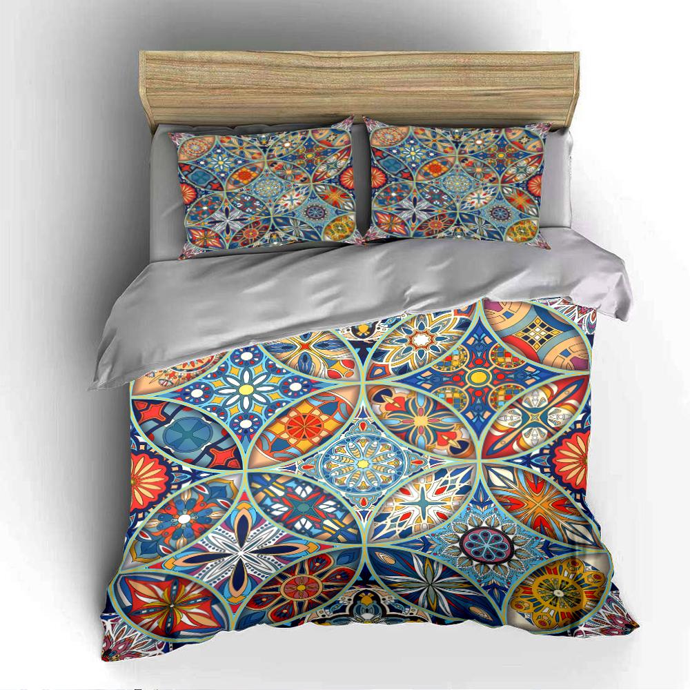 Colorful Geometric Pattern Bedding Set Bedding Set (1 Duvet Cover, 2 Pillowcases, Duvet Not Included)
