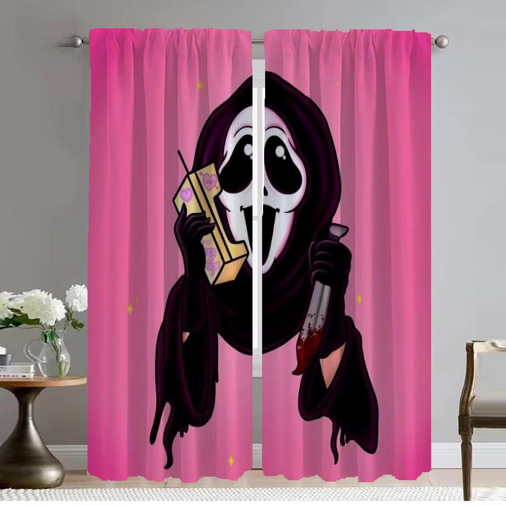 Set Of 2 Modern Ghostface Living Room Curtains Partition Shades Window Curtain Panel Tulle Bedroom Kitchen Camera For Made Polyester