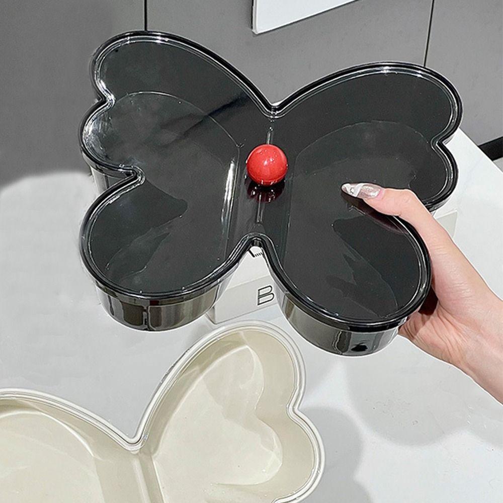 Butterfly-shaped Fruit Plate Tray Reusable Creative Candy Storage Box with Lid 2 Compartments Fruit Snack Plates Snack Box