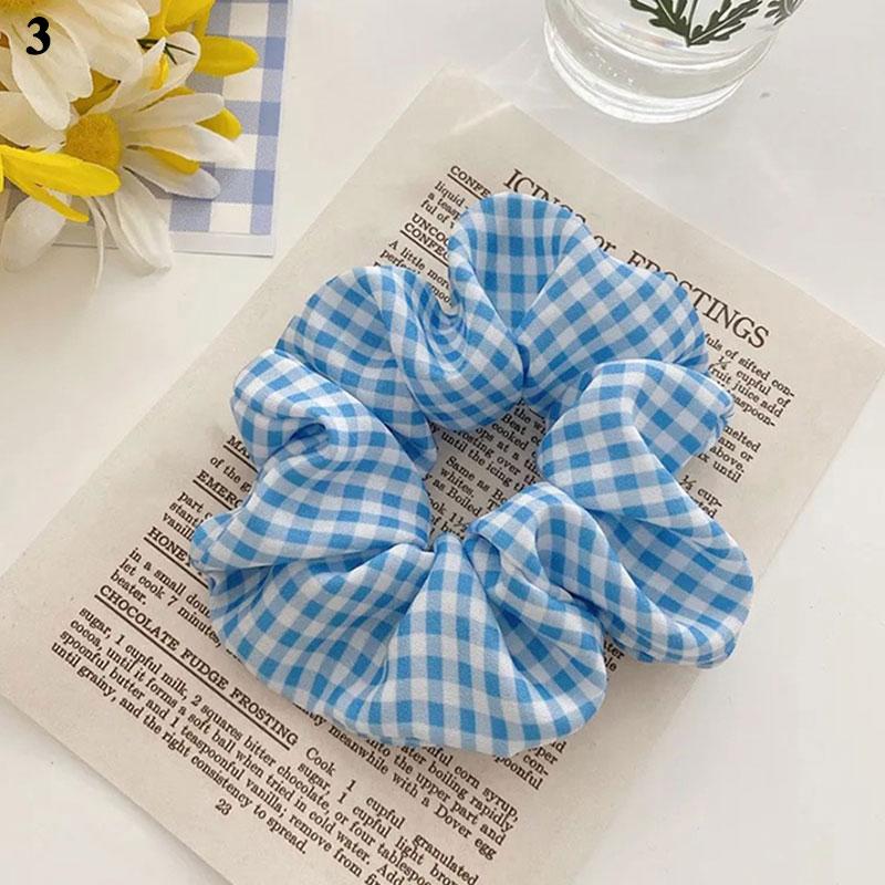 Gentle Sweet Blue Floral Scrunchies Hair Accessories Simple Hair Bands Women Girls Ponytail Holder Hair Rubber Bands Hair Ties