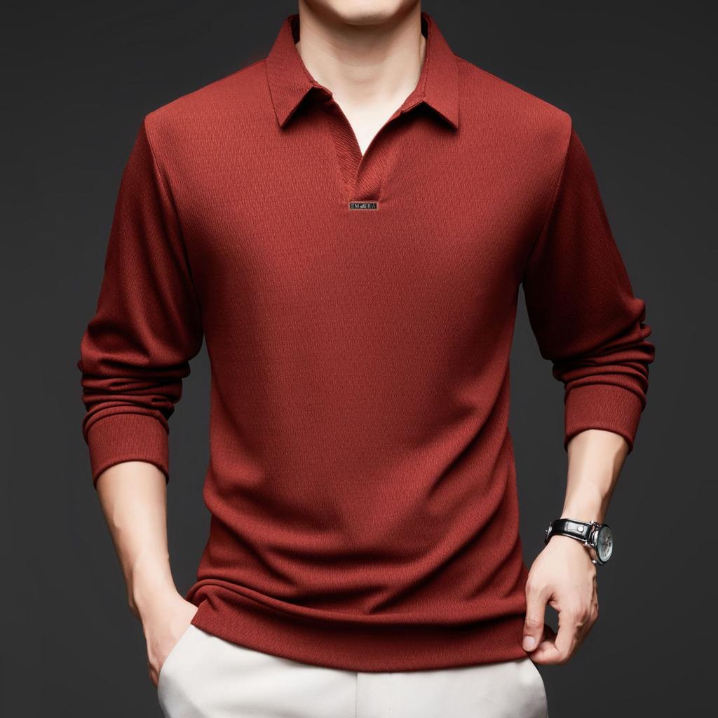 Men's Long Sleeve Lapel Polo Shirt Men's Scissors Collar Premium Sense Led Clothes