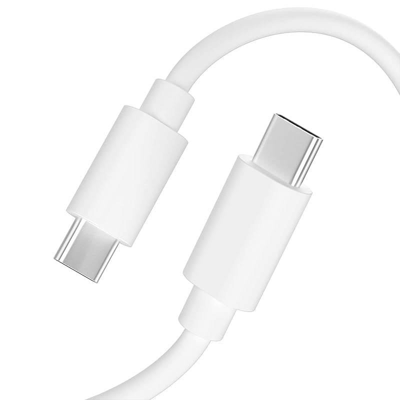 TalkWorks USB C to USB C Cable 10ft Android Phone Charger Heavy Duty PD Type C Fast Charging Power Delivery Cord for iPhone 15/Pro/Max, Samsung 10ft (White)