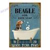 Mfoever Tin Sign Vintage Beagle Dog Coffee Tea Metal Tin Sign Set Retro Funny Pet Wall Art Decor for Home Kitchen Bar Rustic Iron Painting Plaque
