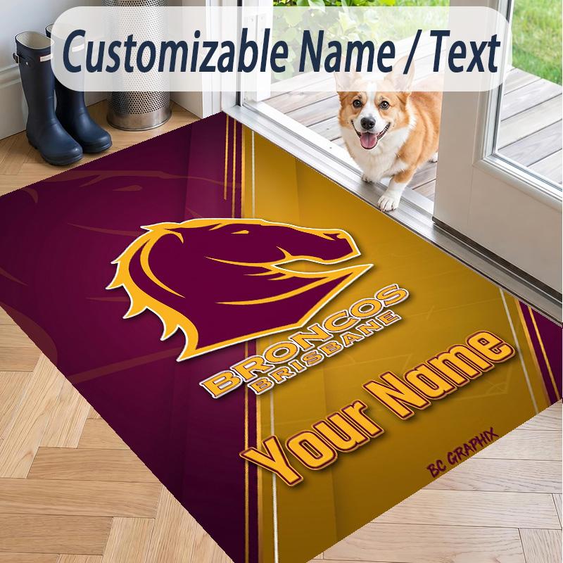 Custom Text Printed Rug Brisbane Broncos Non Slip Floor Carpet For Home Room Decor