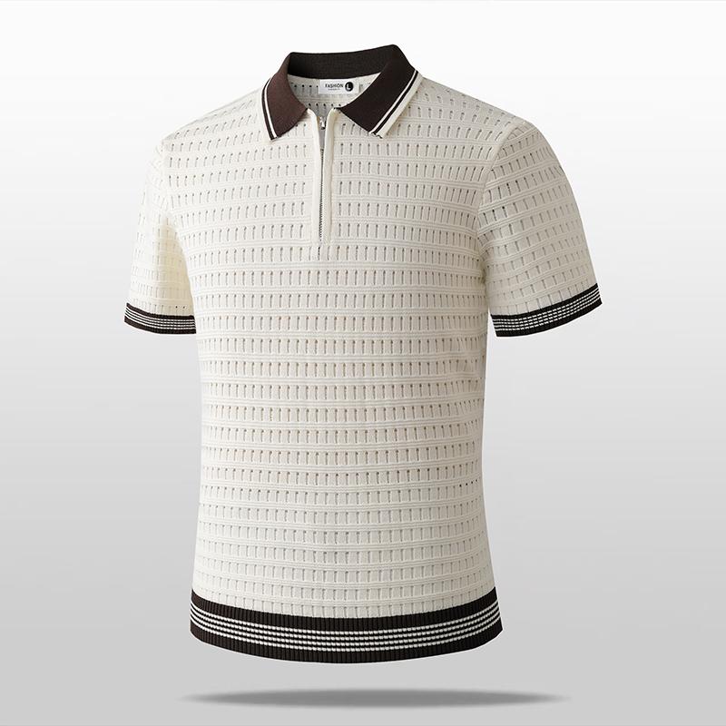 Camiseta Polo de Punto de Seda Helada de Manga Corta para Hombre Top Camiseta Camisa Polo Camisa Polo Camiseta Camisa Top