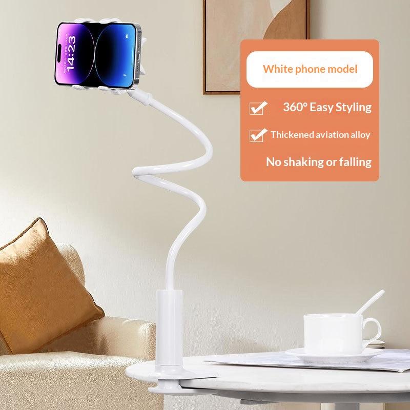 Lazy Bedside Desktop Phone Clamp Bracket Flexible Long Arm Gooseneck Lazy Person Bracket With Handle Overhead Live Bracket белый