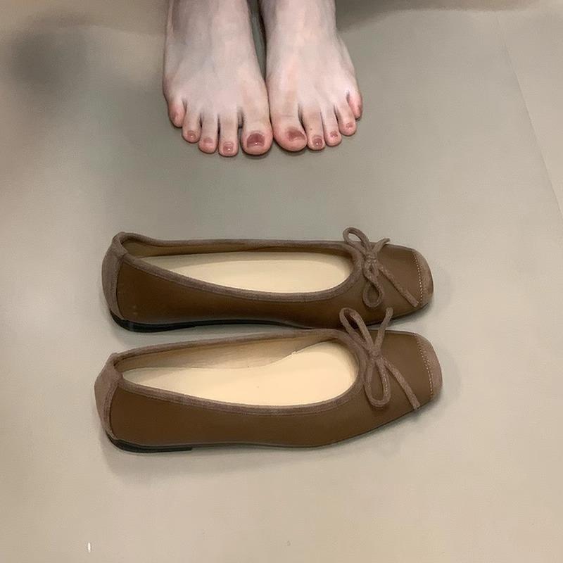 

[Fan Gui]~ Low-heeled commuter one-word drag summer fairy style hollow and versatile outer wear sexy bow sandals 40 коричневый