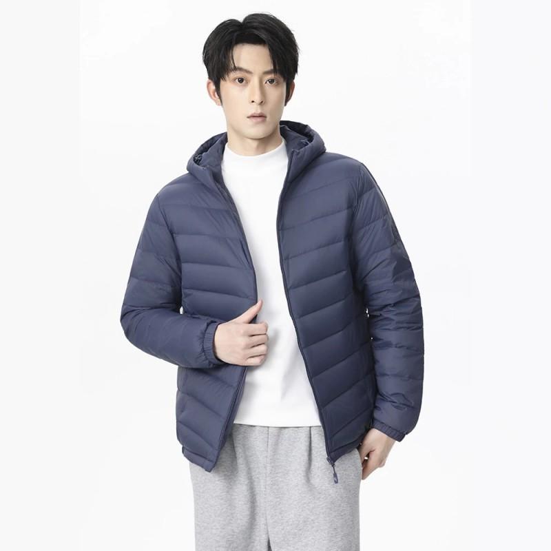 Mens 85% White Duck Down Lightweight Hooded Puffer Jacket Winter Casual Warm Coat
