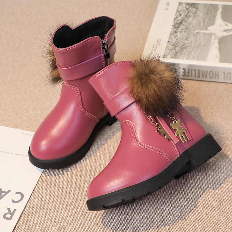 New Girls Short Boots Versatile Plush Cute Spring Autumn New Kids Fashion Casual Boots Drop Shipping Children Boots PU 2024 Chic