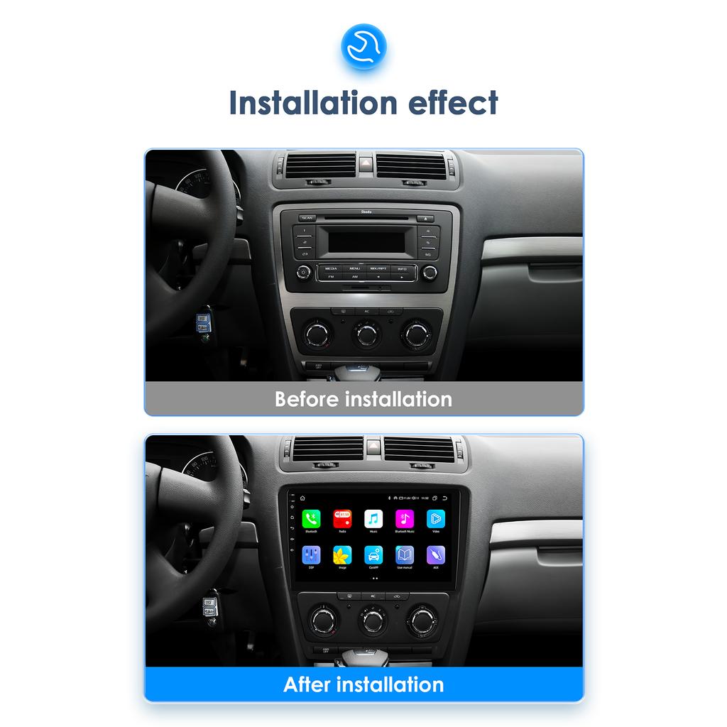 Hizpo 10.1 Carplay 4G 2Din Android 13 Radio auto pentru Skoda Octavia 2 2008 - 2013 Player video multimedia GPS DSP Autoradio RDS PC Ecran inteligent