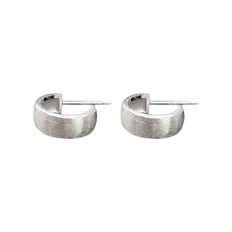 PONYKISS S Sterlingsilber Geometrisch C 5mm Gebürstet Breiter Bogen Steckerohrringe Für Damen Klassisch Fein Minimalistisch Schmuck