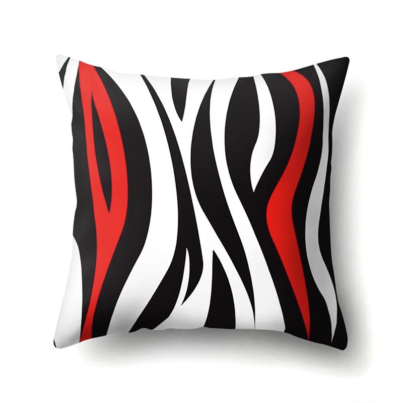 Polyester Pillow Case Car Black and Red Geometric Circle Lines Decorative Home Print Pillow Bedside Cushion Cover