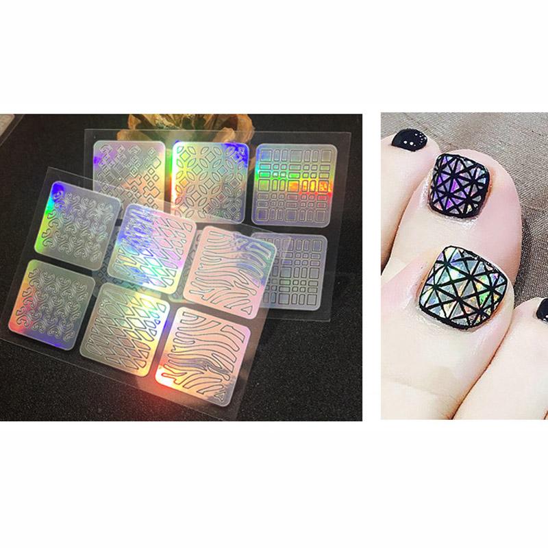 24 Mixed Nail Art Sticker Symphony Laser Cutout Stickers Nail Decals Large-scale Painting Printing Template Stickers