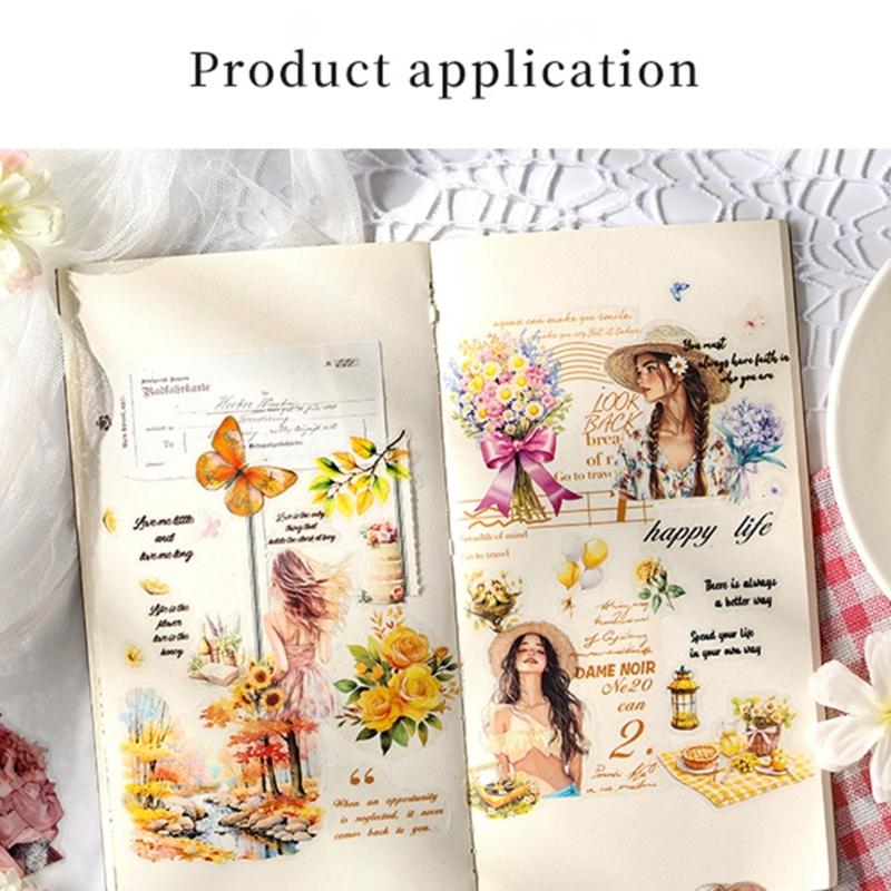 4Rolls Pre Cut PET Decorative Tape 60mmX2M Cartoon Girl Sticker Tape for Scrapbooking Journal Photo Album Packaging