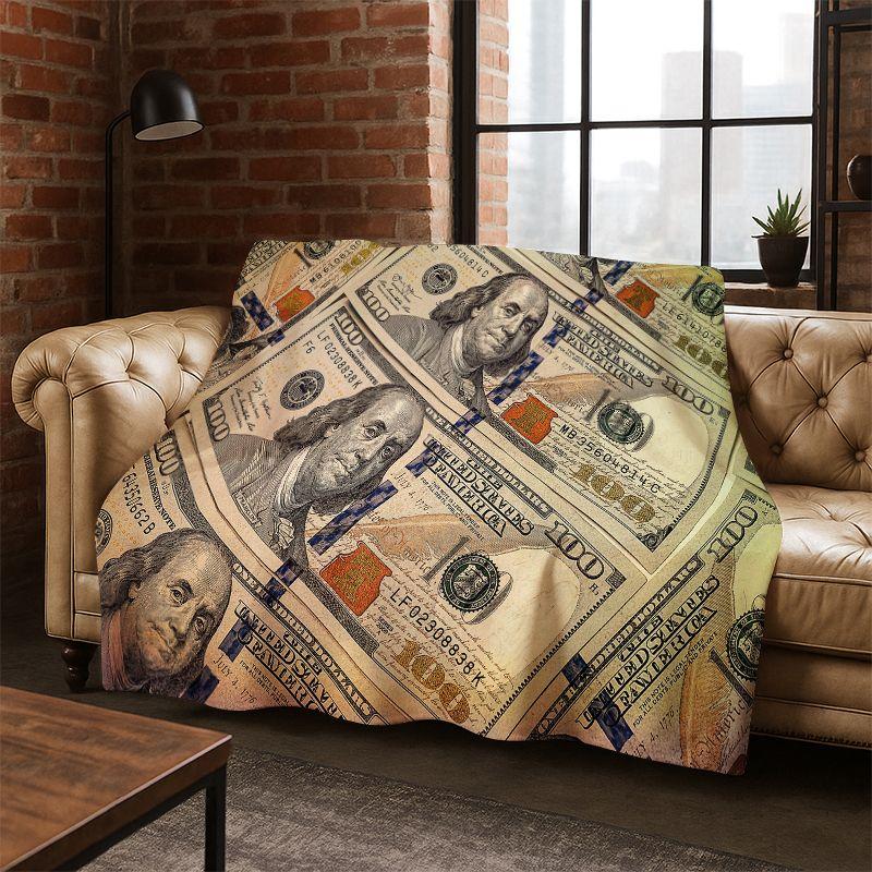 Cartoon Dollar Euro Money Rich Flannel Blanket Soft Warm Throw Blanket for Bedroom Living Room Bed Travel Camping Picnic Gift