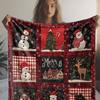 Comfortable Flannel Christmas Blanket with Checkered Snowman Ice House and Reindeer Offices and Versatile Gift for All Seasons