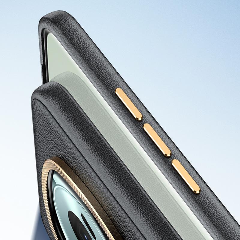 PU Leather+TPU Phone Case for Honor Magic6 Pro 5G Wholesale Metal Lens Frame Phone Cover