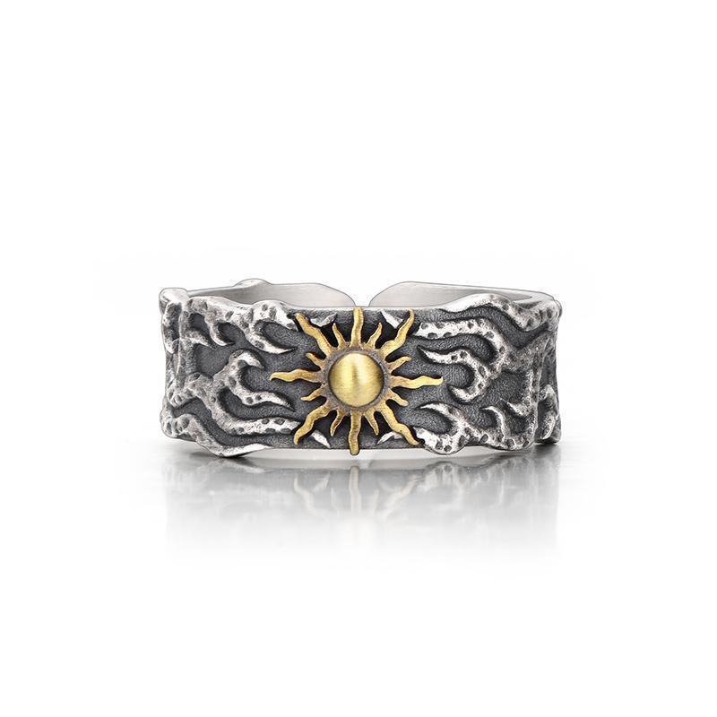 Men's Sun Design Adjustable Pinky Ring - Trendy Punk Hip Hop Style