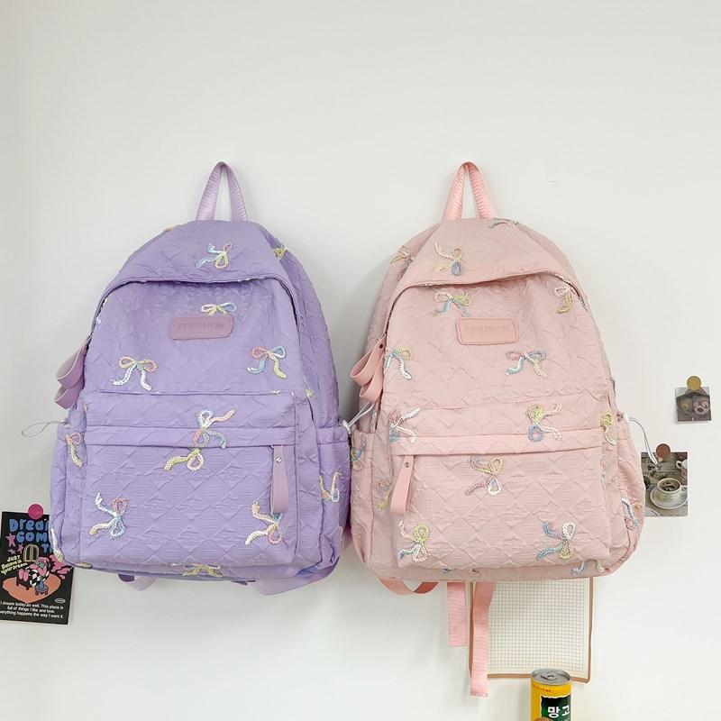 Women's Large Capacity Backpack Bow Commuter Student Schoolbag