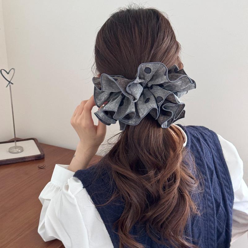 Hochwertiger Stil Grauer Polka-Dot-Rock, Haarnadel, Nischen-Hochwertiger Pferdeschwanz-Haargummi, Dame