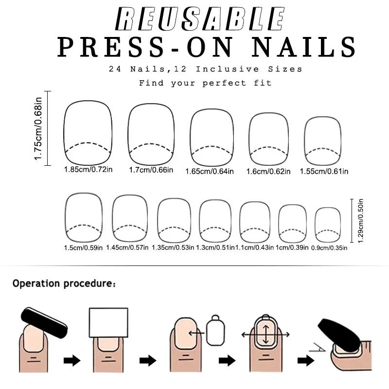 BEPAN 24Pcs Green Santa Press On Nails Short Glossy Square Full Cover Fake Nail Tips Christmas Tree with Glitter False Nail Festival