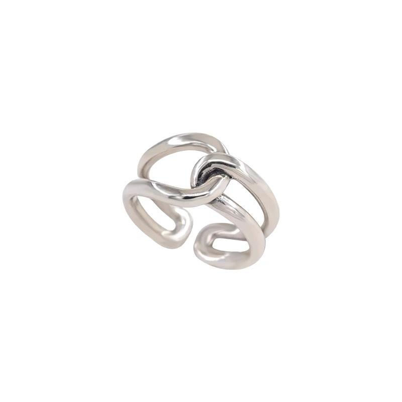 S925 Silber Geometrischer Crossover-Ring - Damen Minimalistisches Offenes Design, Schlichter Mode Ins Stil Zeigefingerring