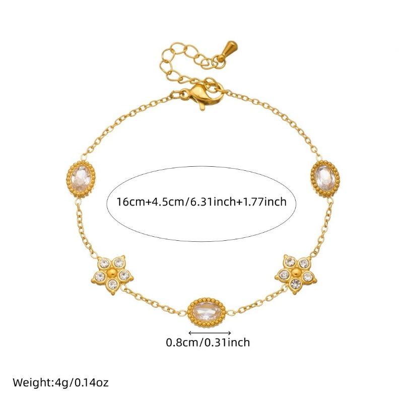 Gold Flower Zircon Bracelet Delicate Link Chain Bracelet for Women Elegant Daily Jewelry