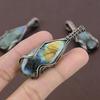 Natural Labradorite Gemstone Handmade Copper Wire Wrap Pendant 2.56" P8n19