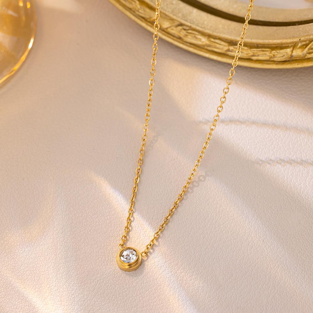 Punk Fashion Tiny CZ Circle Round Pendant For Women Gold Color Stainless Steel Choker Chain Necklace Female Jewelry Gift 2025