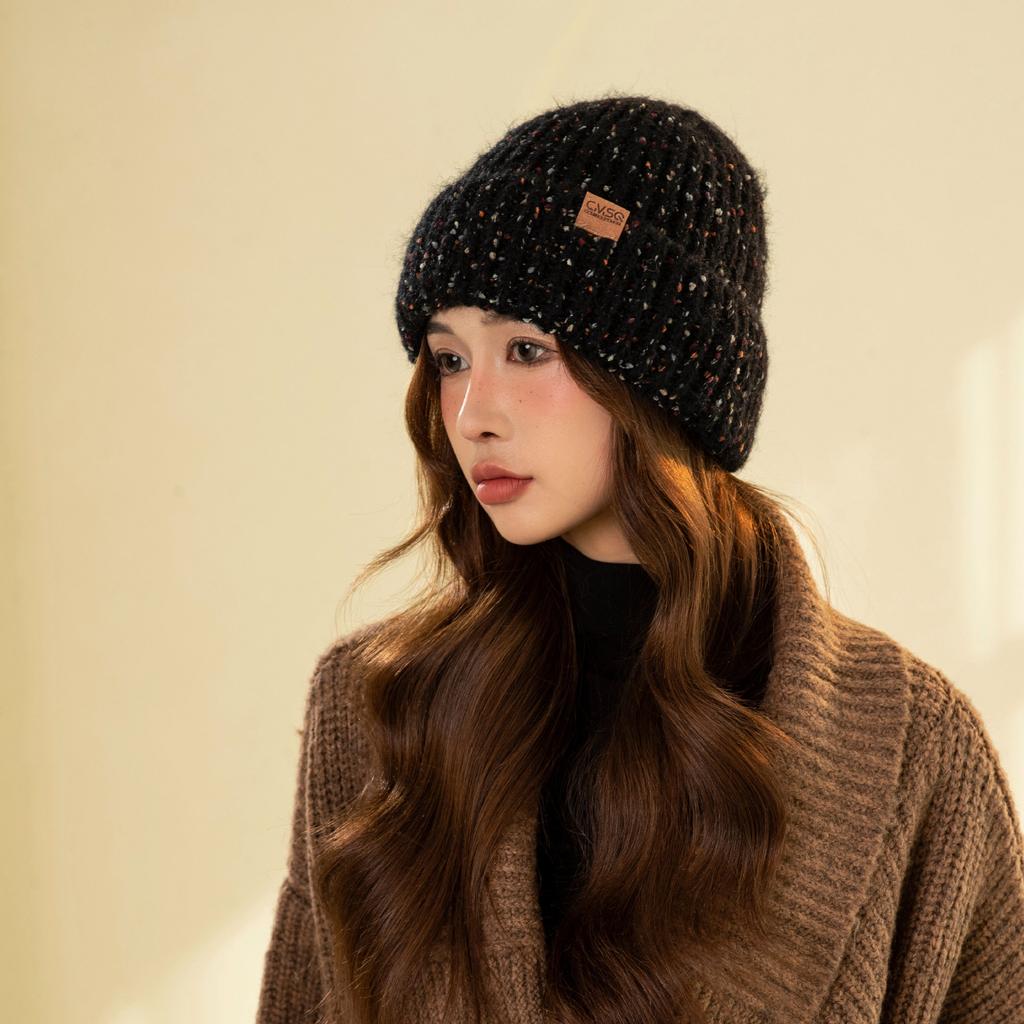 Knitted wool hat winter thickened warm ear protection pullover hat fashion casual versatile big head circumference cold hat