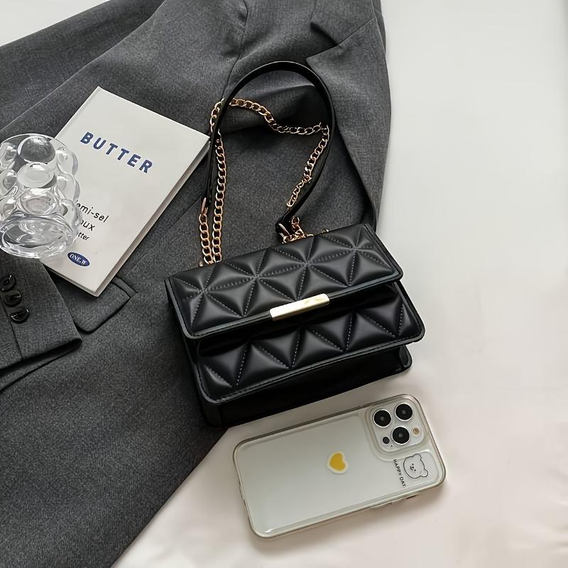 Modische Ketten-Umhängetasche für Damen, Schicke kleine quadratische Tasche für Damen, Luxuriöse gesteppte Handtasche für den täglichen Gebrauch, Einkaufen, Partys.