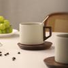 Creative Wooden Handle Ceramic Coffee Cup and Saucer Vintage Brown Afternoon Tea Dessert Cup Office 300ml Coffee Cup Home Decor