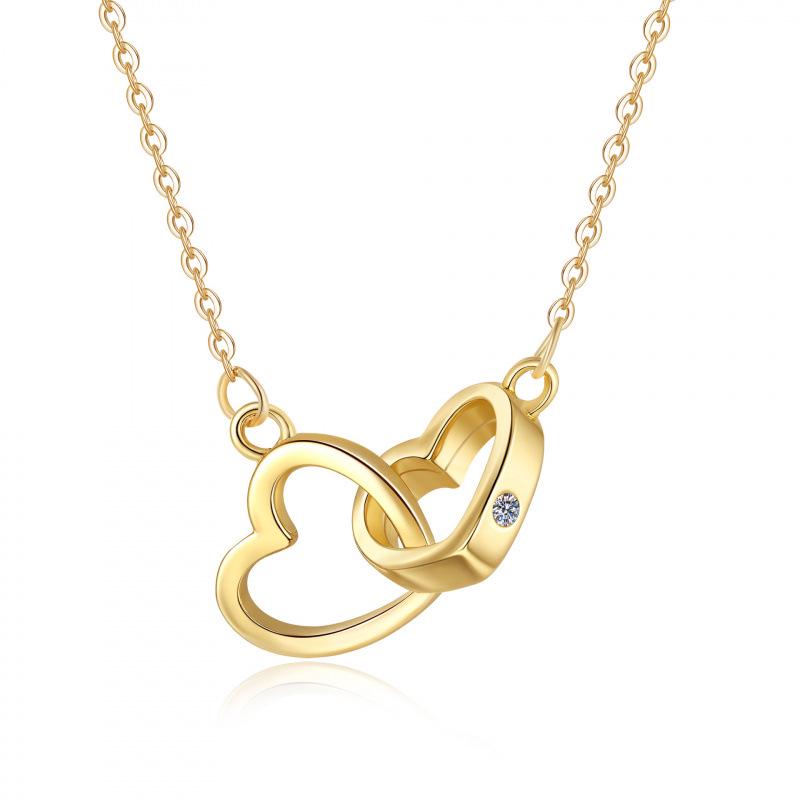 New Hot-Selling Double Heart Necklace - Trendy European & American Fashion Pendant Chain for Women