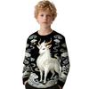 Tricou Băiat Imprimeu Clasic Fashion cu Model Munți și Mări Guler Rotund Larg Mânecă Lungă Haine Toamnă Casual Outdoor Top