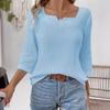 JPNTKY Women's Fashion Casual Autumn Winter  Solid Color Print Long Sleeve V-Neck Blouses & Shirts