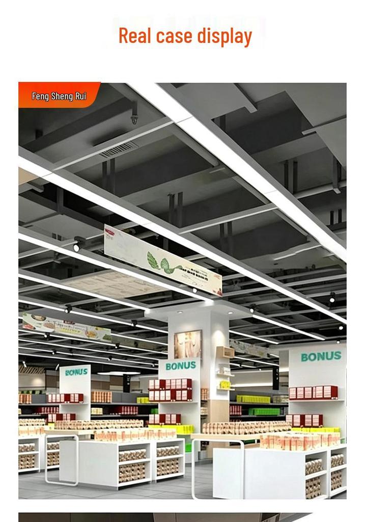 Three-Sided Waterproof Linear Light: Luminous Surface-Mounted/Suspended Thickened Aluminum Groove for Commercial Use