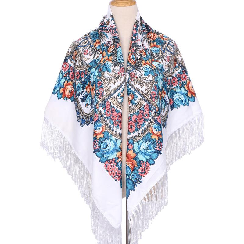Bohemian Shawl Women Scarf Square Autumn And Winter Warm Cloak Printed Tassel Headscarf Retro Blanket Large Size Bufanda
