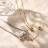 Round Ball Necklace Retro Geometric Collarbone Chain Temperament Titanium Steel Necklace Women'S Niche Design Sweater Chain Necklace