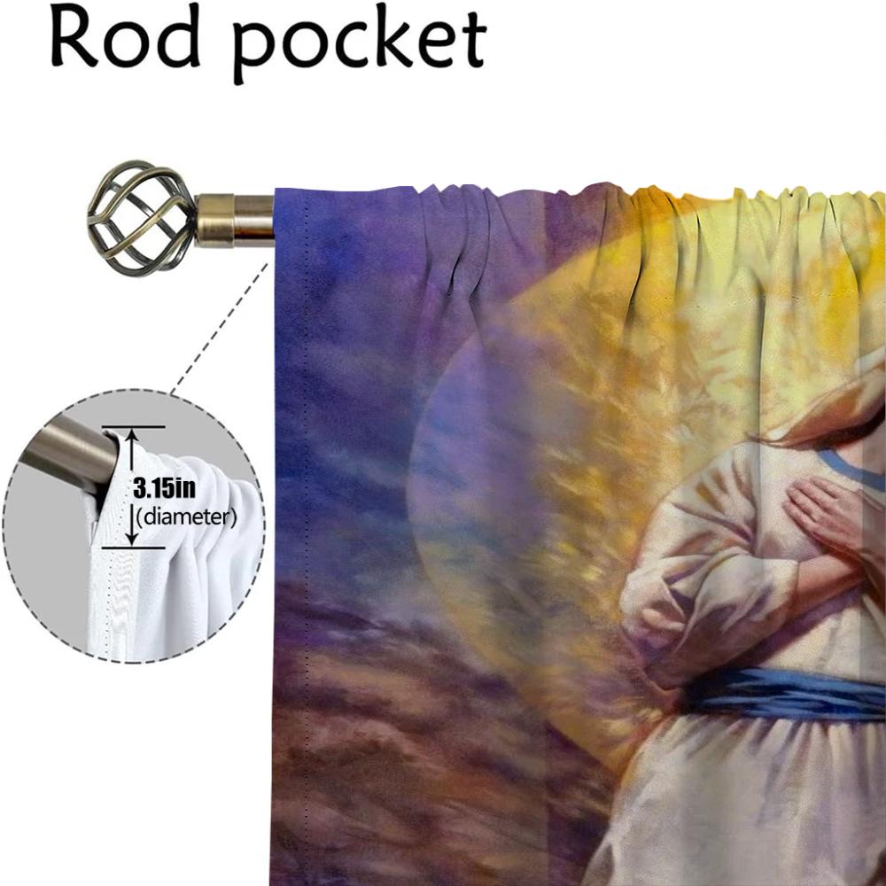 Domácí interiérové závěsy 2 kusy Křesťanské závěsy Panna Maria pro ložnici Stínidla Halloweenská dekorace Závěs do obývacího pokoje Dítě