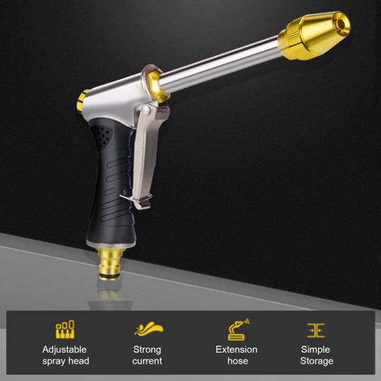 Garden Hose Nozzle, Long Wand High-Pressure Sprayer with Anti-Slip Grip, Heavy Duty Booster Nozzle for Car Washing Garden Watering