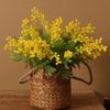 New Yellow White Artificial Acacia Flowers Flocked Flower Balls 38CM Acacia Flower Bouquet Realistic Plastic Bridal Bouquet DIY