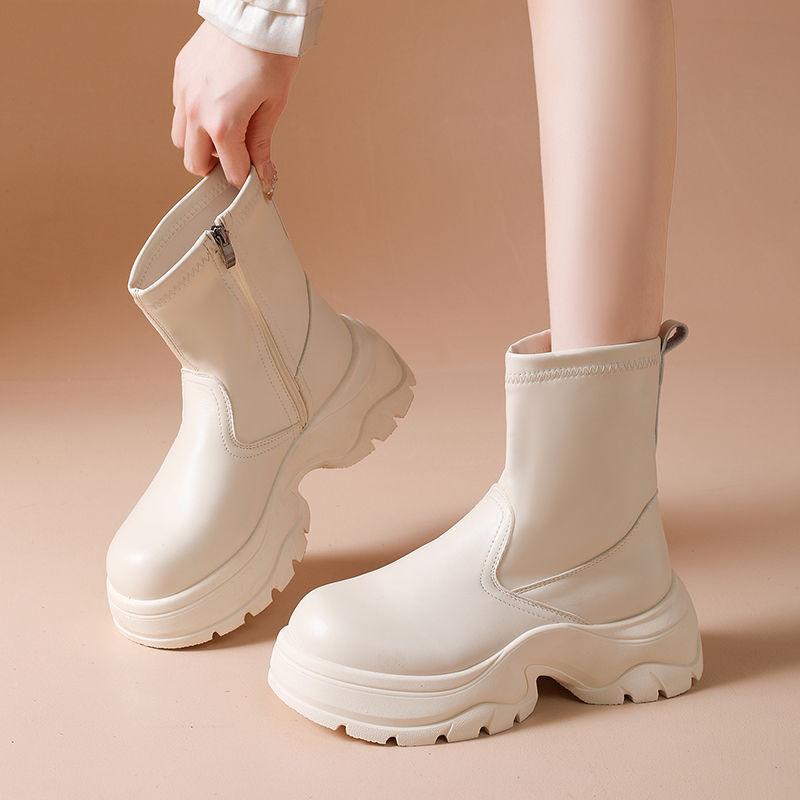 Thick-soled Martin Boots Women's 2025 Autumn New Thin and Versatile Niche Foreign-style Mid-tube Boots Soft-soled Chelsea Boots