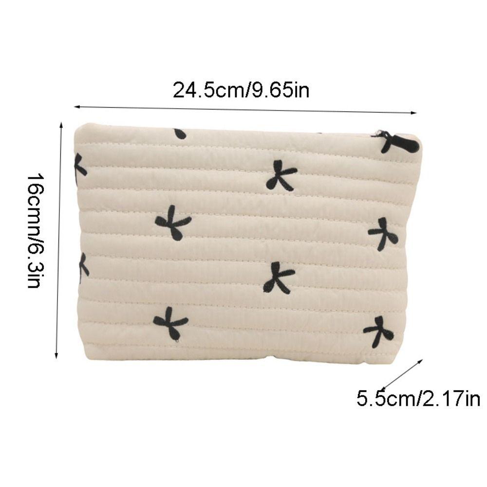 Multi-functional Bow Cosmetic Bag Embroidery Sanitary Napkin Storage Bag Sweet Toiletry Bag  Women